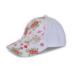 Flower Motif Embroidered Baseball Cap Cap Something Special Hat ac3701wh White