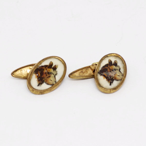 Gilt Brown Terrier Dog Cufflinks