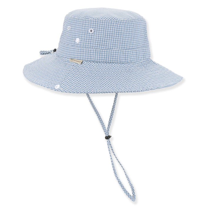 Gingham Cotton Bucket Hat with Chin Strap - Sun 'N' Sand Hats Bucket Hat Sun N Sand Hats HH3597A Blue & White OS
