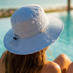 Gingham Cotton Bucket Hat with Chin Strap - Sun 'N' Sand Hats Bucket Hat Sun N Sand Hats