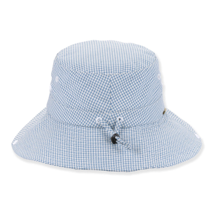Gingham Cotton Bucket Hat with Chin Strap - Sun 'N' Sand Hats Bucket Hat Sun N Sand Hats