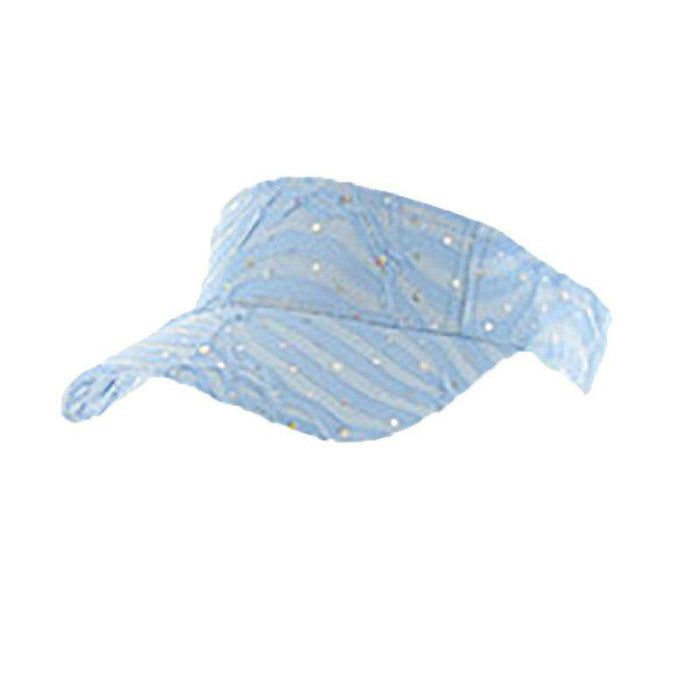 Glitter Stripe Jersey Sun Visor Visor Cap Something Special LA HTC589lb Light Blue