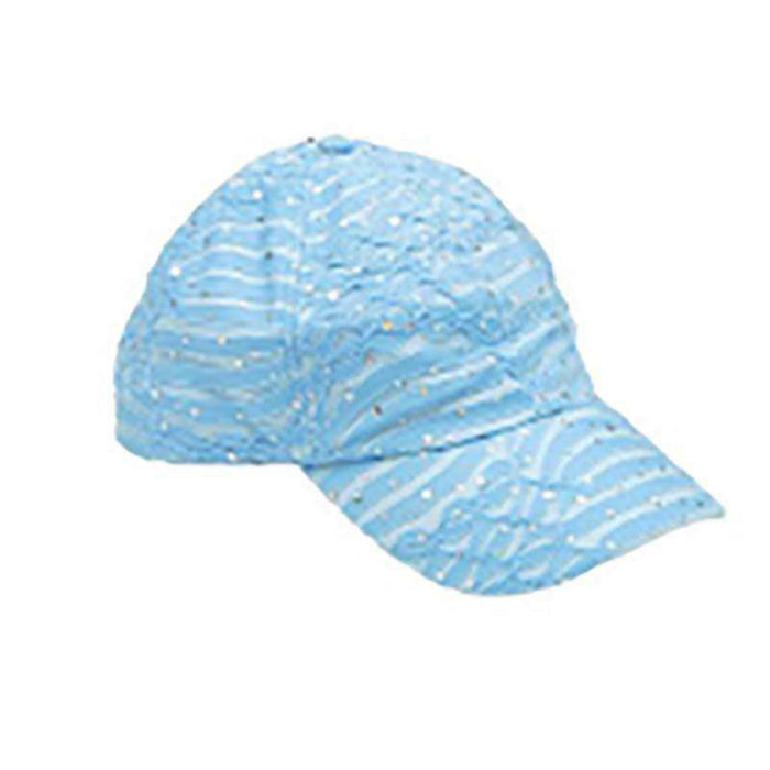 Glitter Striped Baseball Cap - Available in 12 Colors Cap Something Special Hat ja7047lb Light Blue