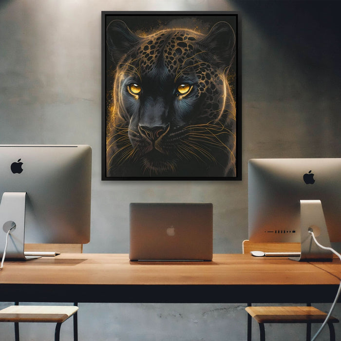 Glowing Panther - Black Big Cat Canvas Print