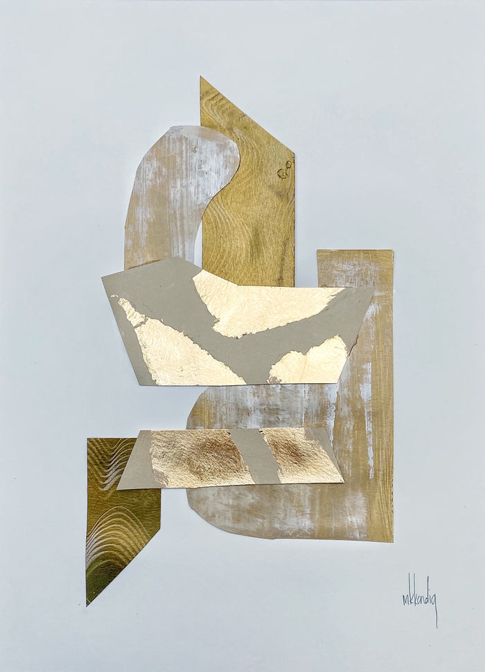 Gold Collage IV painting Mary Kathryn Kendig - Christenberry Collection
