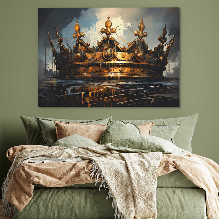 Gold Sovereign - King and Queen Wall Art in Black Frame