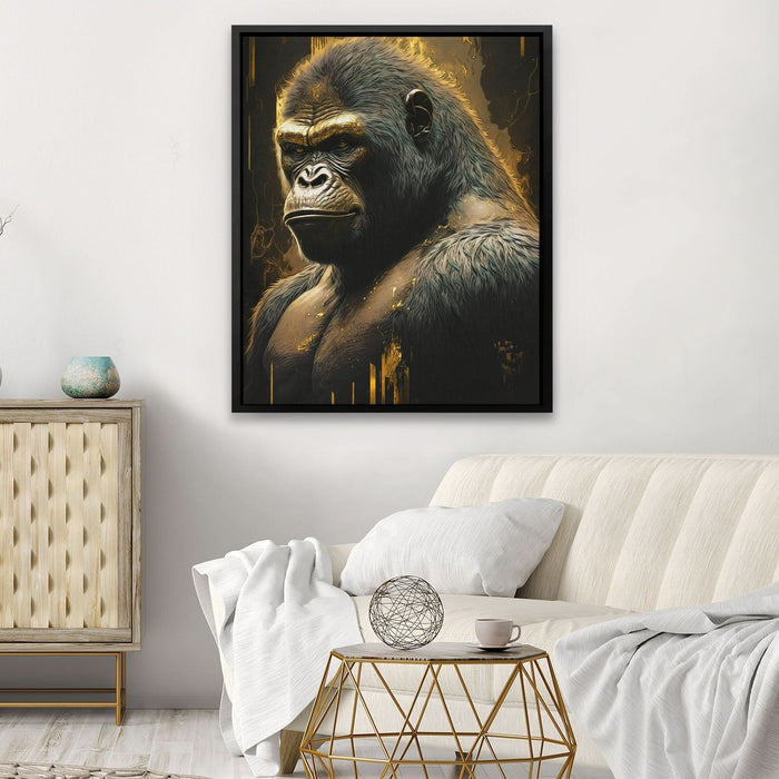 Golden Ape - Black Canvas Wall Art