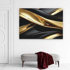 Golden Glimmer - Minimalist Wall Art in Black Frame
