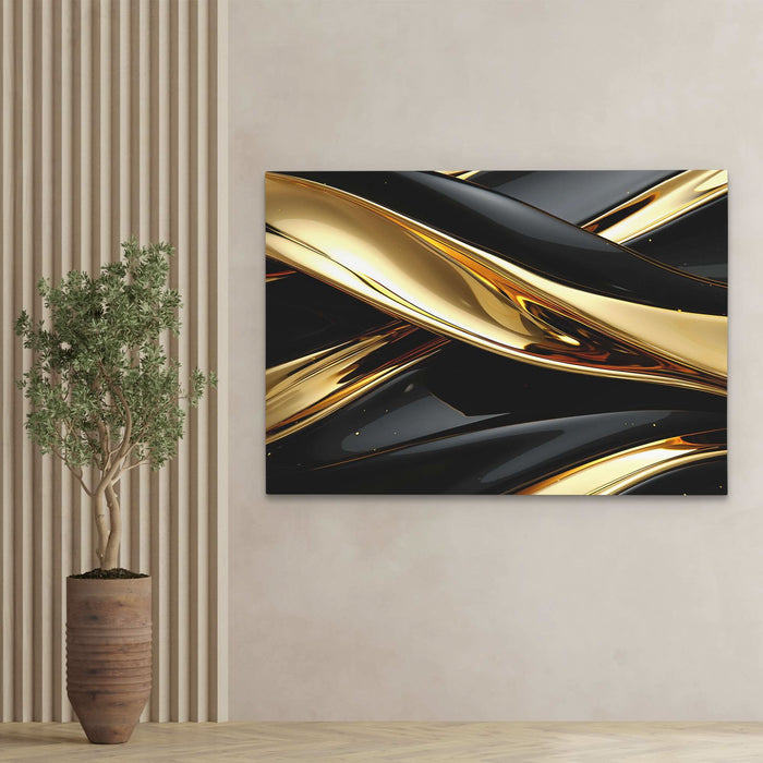 Golden Glimmer - Black Canvas Print
