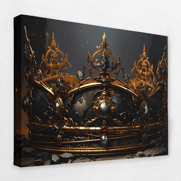 Golden Gothic Crown - Crown Canvas Wall Art