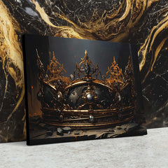 Golden Gothic Crown - Black King and Queen Canvas Print