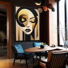 Golden Vision - Abstract Wall Art in Black Frame