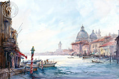Grand Canal, Venice, watercolor painting by Shuang Li (American art). Original painting and fine art giclée reproduction by California Watercolor for wall decor.