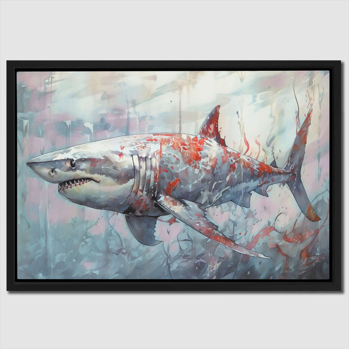 Great White Depths - Blue Canvas Wall Art
