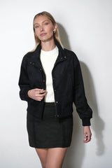 Haven Faux Suede Bomber With Embroidery