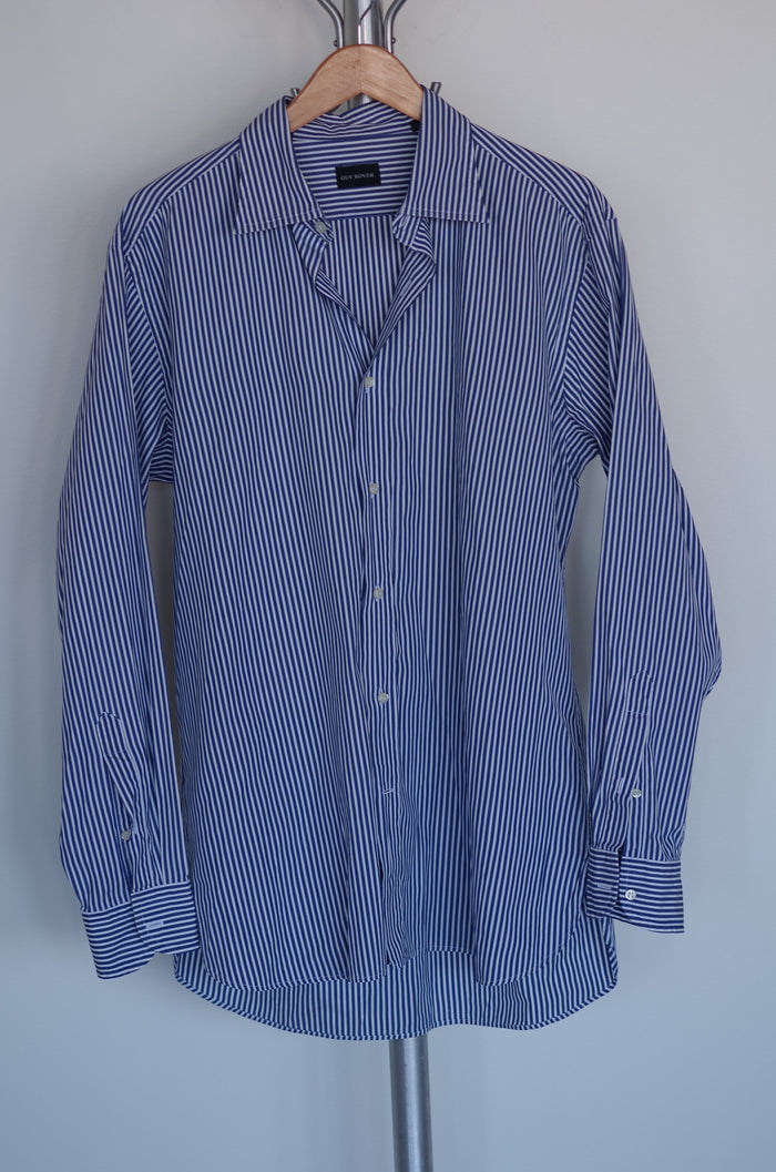 Guy Rover Spread Collar Blue Dress Shirt - Sz 17