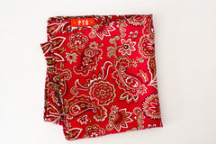 Handsome Red, Green, White and Black Paisley Rayon Pocket Square by Put This On