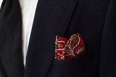 Handsome Red, Green, White and Black Paisley Rayon Pocket Square by Put This On
