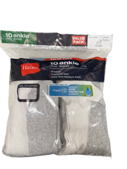 Hanes Men's Ankle Socks - 10PK  BLACK  or White