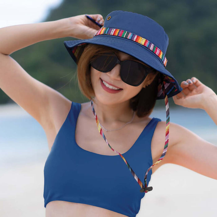Henley Cotton Canvas Bucket Hat with Tie - Sun 'N' Sand Hats Bucket Hat Sun N Sand Hats