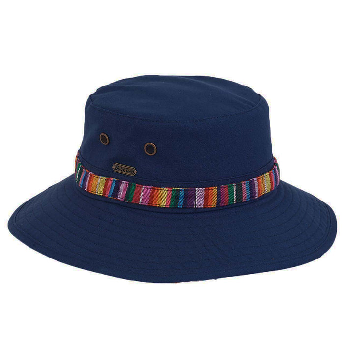 Henley Cotton Canvas Bucket Hat with Tie - Sun 'N' Sand Hats Bucket Hat Sun N Sand Hats HH2905B Navy OS