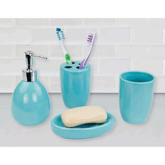 Home Basics 4 Piece Bath Accessory Set, Turquoise
