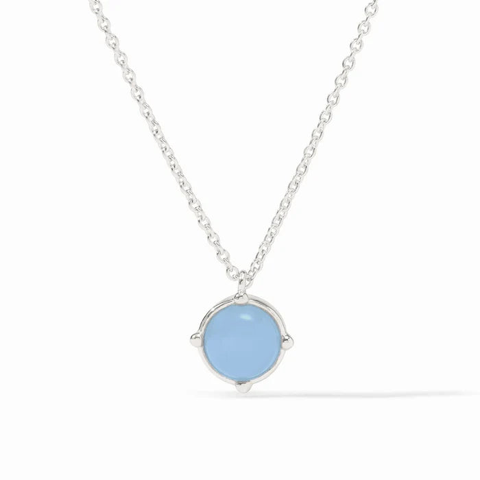 Honeybee Solitaire Necklace (Silver/Chalcedony Blue)