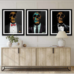 Hustler Skulls 3 Piece Semi-gloss Print Set - Entrepreneur Canvas Wall Art
