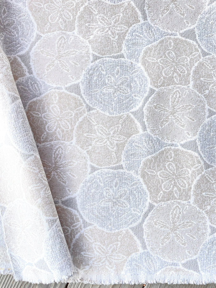 Sand Dollar Neutral Beige & White Woven Outdoor Upholstery Fabric by the Yard - Annabel Bleu