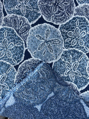 Sand Dollar Navy blue & White Woven Outdoor Upholstery Fabric by the Yard - Annabel Bleu