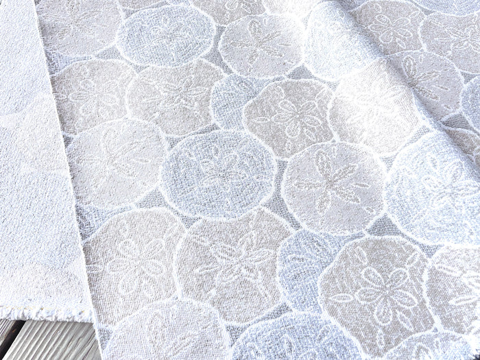 Sand Dollar Neutral Beige & White Woven Outdoor Upholstery Fabric by the Yard - Annabel Bleu