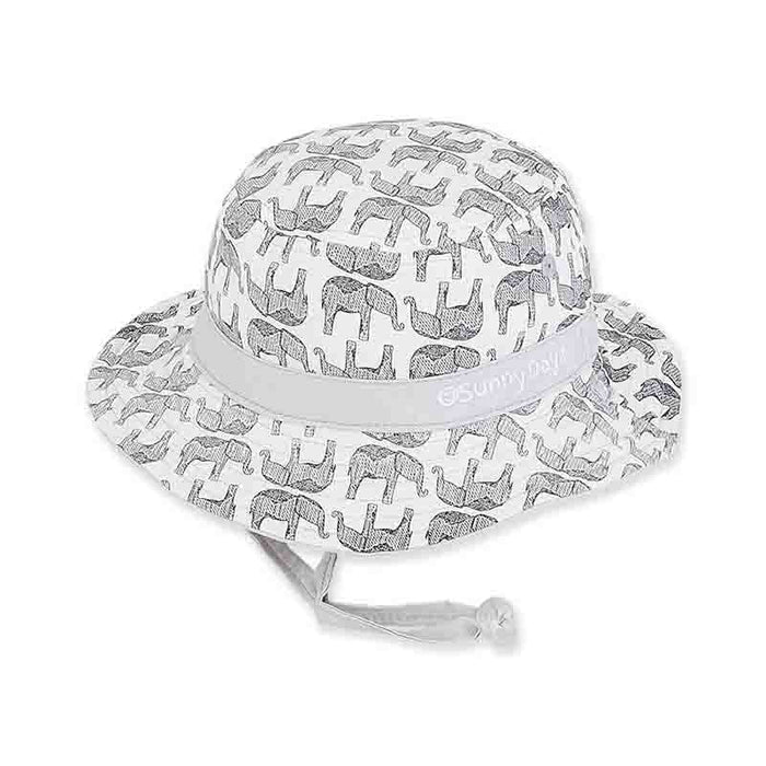 Infant Boy's Reversible Elephant Print Cotton Bucket Hat - Sunny Dayz Hat Bucket Hat Sun N Sand Hats HKISM111 Grey Elephant S/M (44 cm)