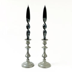 Italian Lacquered Spiral Taper Candle Black, Set of 2