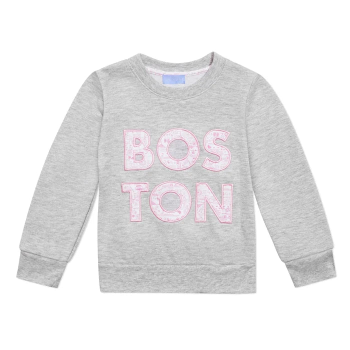 Joy Street Kids Boston Sweatshirt in Grey/Pink
