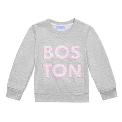 Joy Street Kids Boston Sweatshirt in Grey/Pink