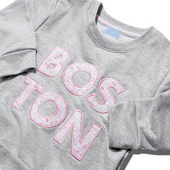 Joy Street Kids Boston Sweatshirt in Grey/Pink