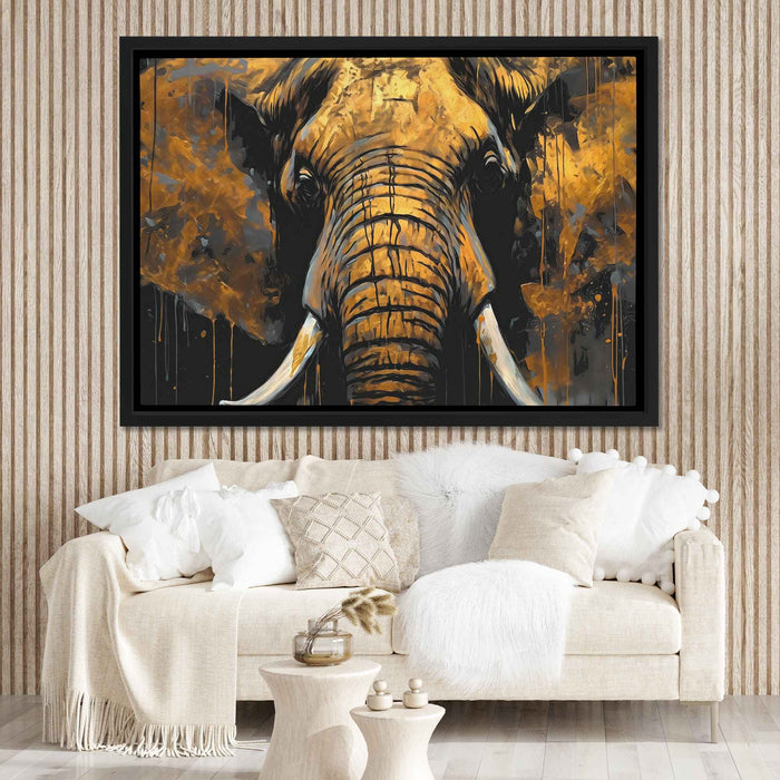 Jungle God - Black Elephant Canvas Print