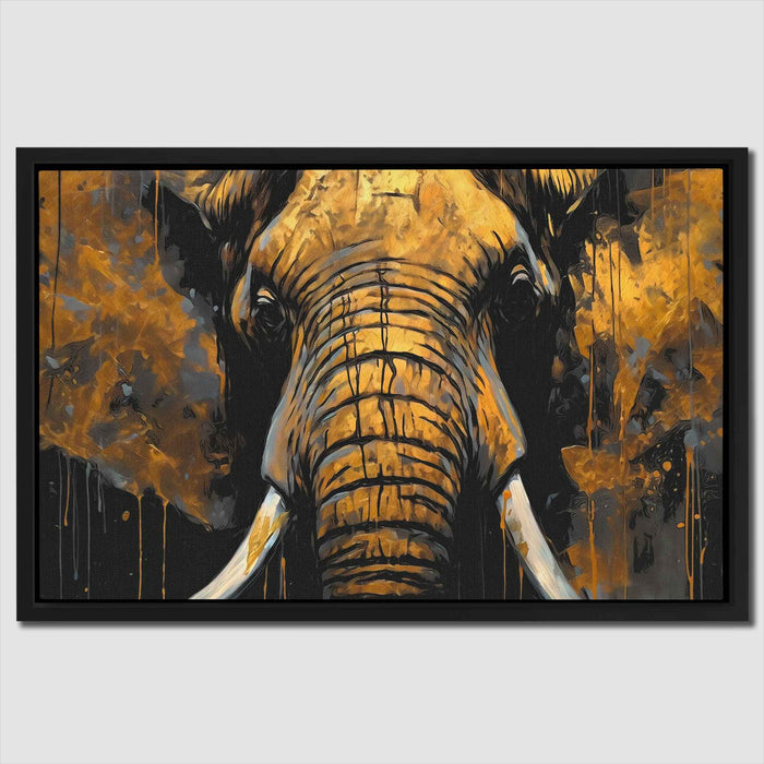 Jungle God - Elephant Wall Art in Black Frame