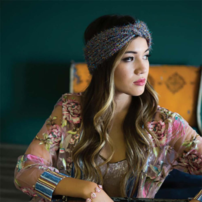 Knit Acrylic Headband with Multi Color Lurex - Scala Hats Headband Scala Hats