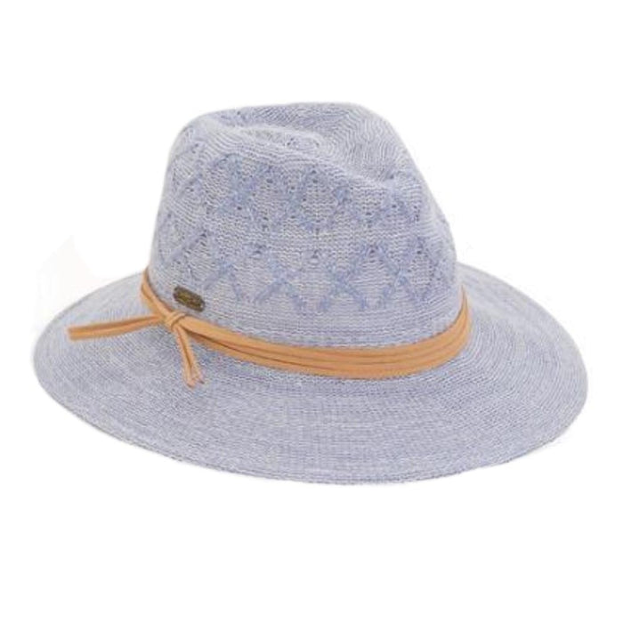 Knit Safari Hat with Faux Suede Tie - Sun 'N' Sand Hats Safari Hat Sun N Sand Hats HH2754B Denim Medium (57 cm)