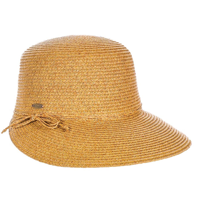Ladies's Straw Cap with Twisted Raffia Tie - Scala Collection Hats Facesaver Hat Scala Hats LP386-TOA Toast OS (57 cm)