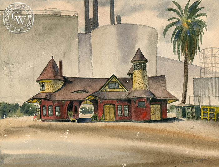 Lamanda Park, 1948, watercolor painting by Duval Eliot (American art). Original painting and fine art giclée reproduction by California Watercolor for wall decor.