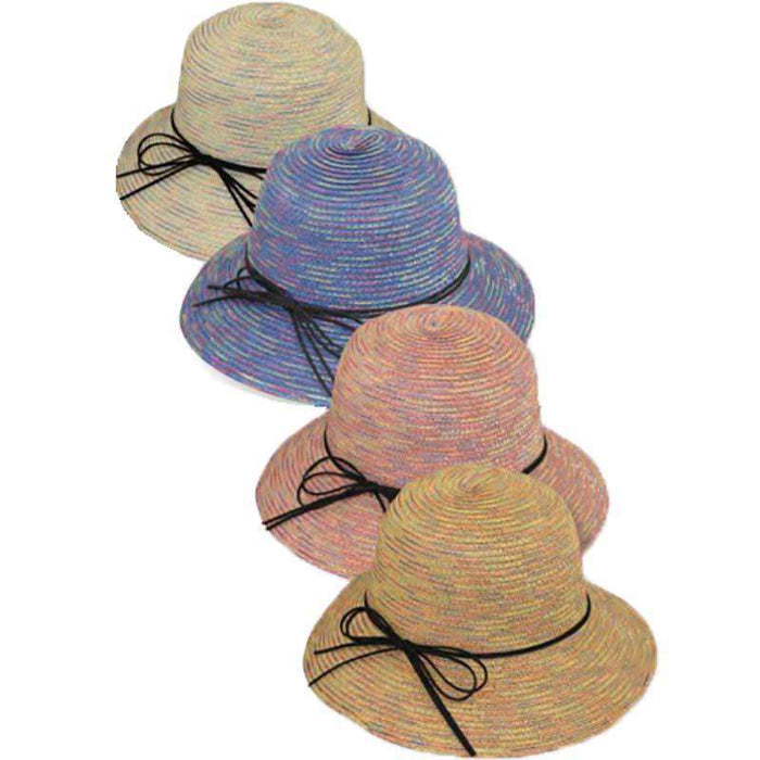 Large Brim Lampshade Style Hat with Rainbow Stitching Wide Brim Hat Jeanne Simmons Accessories