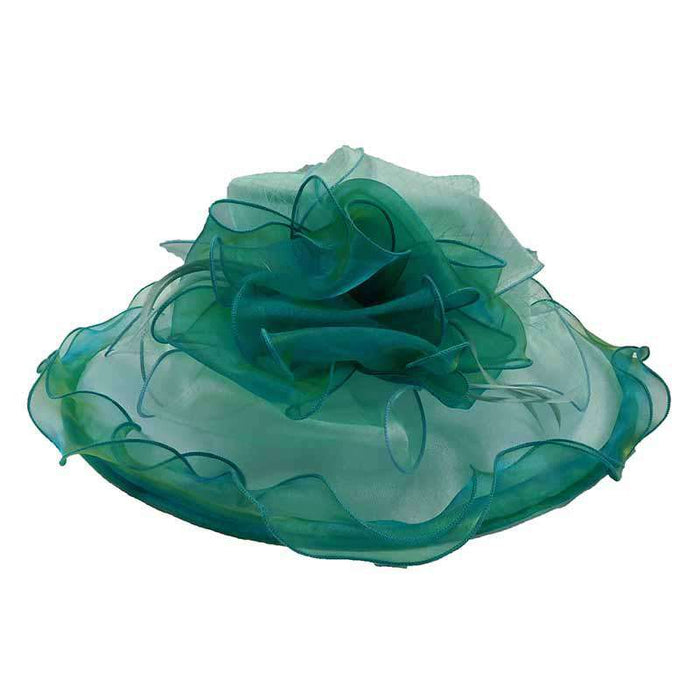 Large Organza Hat with Netting and Feather Accent Dress Hat Something Special Hat SW2824mg Mint