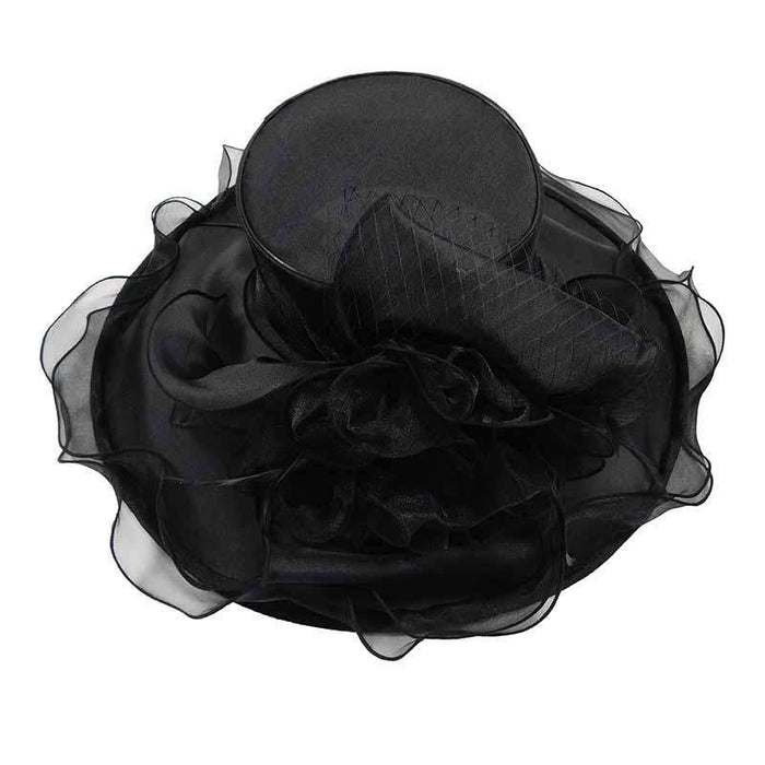 Large Organza Hat with Netting and Feather Accent Dress Hat Something Special Hat