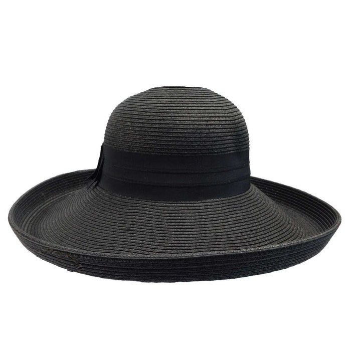Large Up Turned Brim Sun Hat Wide Brim Hat Boardwalk Style Hats WSPS835BK Black