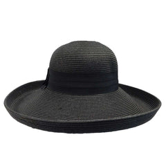 Large Up Turned Brim Sun Hat Wide Brim Hat Boardwalk Style Hats WSPS835BK Black