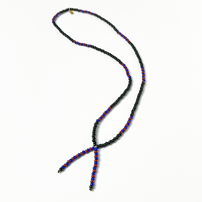 Lariat Hand-Beaded Necklace (Black)