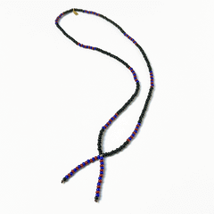 Lariat Hand-Beaded Necklace (Black)