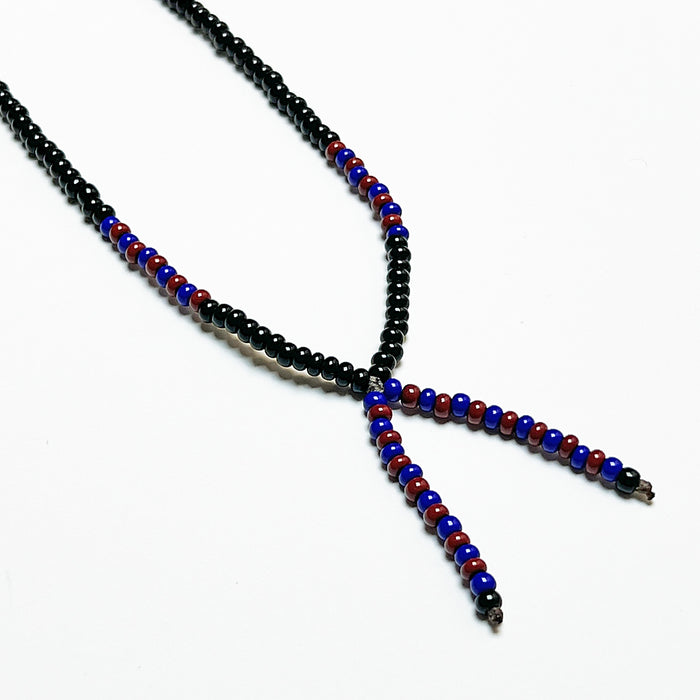 Lariat Hand-Beaded Necklace (Black)